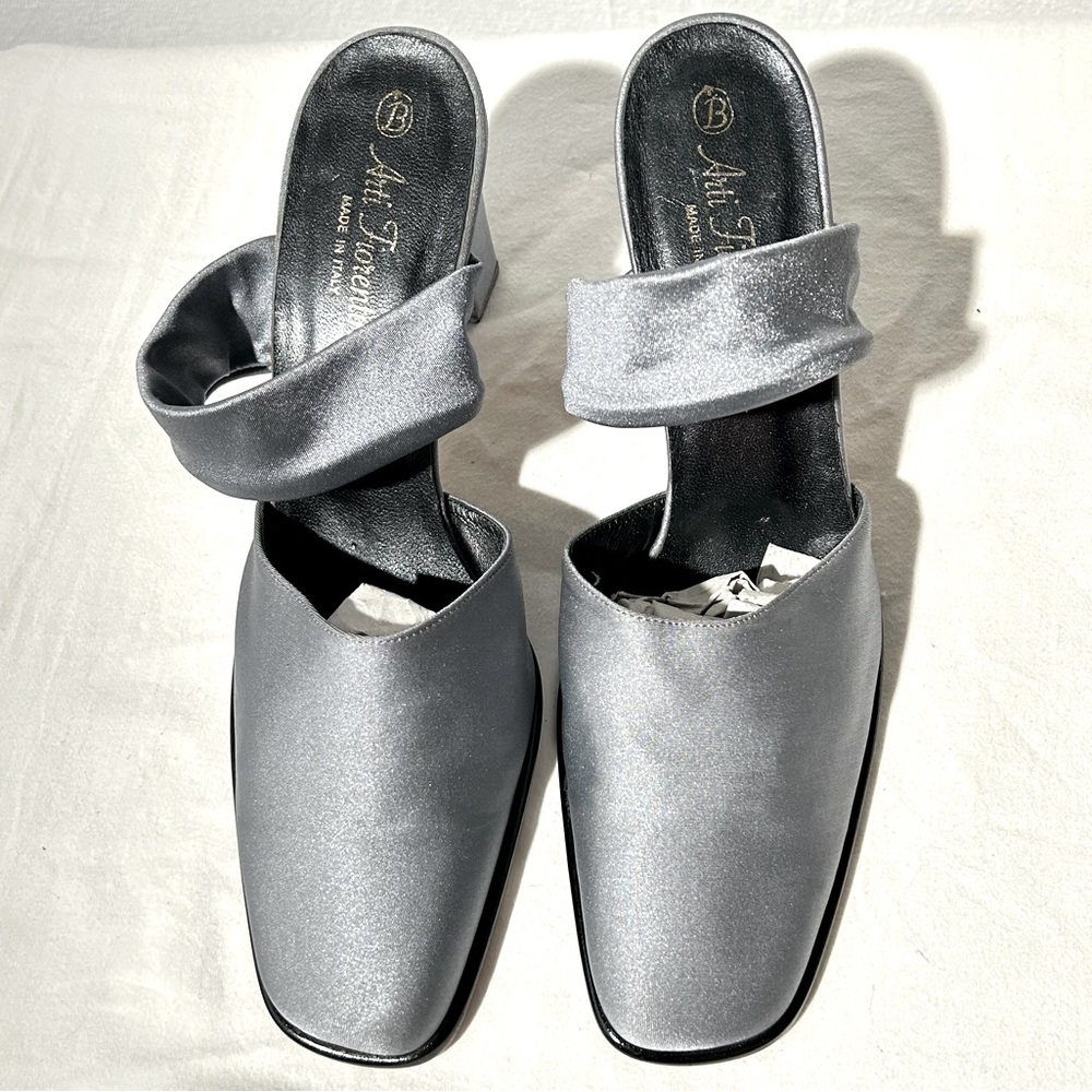 Designer Arti Fiorentine Vero Cuoio women’s Silver pewter dress mule block heels